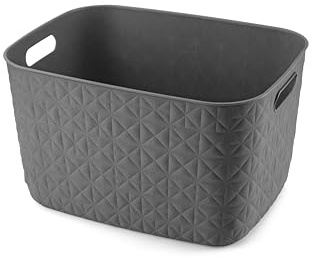 CURVER Aufbewahrungskorb Softex 19 l – elegantes Design – leicht, stapelbar und praktisch – 100% recycelt – 37 x 29 x 22 cm – Grau