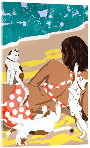 Posterlounge Katzenmama am Strand Acrylglasbild von 83 Oranges 40 x 60 cm Wandbilder Wanddeko