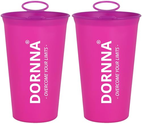 DORNNA Soft Cup - Faltbarer Becher BPA-Free, 2x200ml Becher Faltbar Trailrunning, Sports Bottle for Hydration Backpack, Bicycle, Hiking, Jogging, Camping and Climbing. (Rosa Soft Cup)