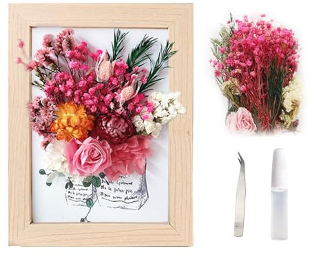 CHENYU Fiori Secchi Cornice 3d 20 x 16 cm Cornice Profonda e Fiori Secchi + Colla + Clip Adatti per Souvenir Floreali fai da te Per Il Giorno Della Laurea