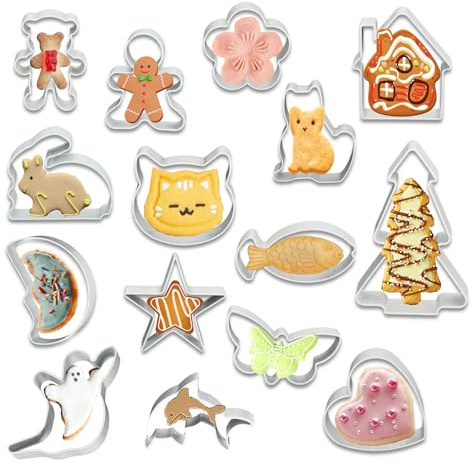 HMIEPRS 15 Pezzi Formine per Biscotti, Stampi Taglierine di Varie Forme per Halloween Natale, Set di Tagliabiscotti per Fare Biscotti Torte Decorazioni di Torte