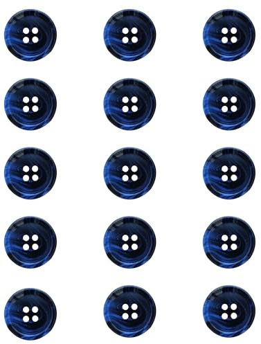 ftiemlovde 15 Ronde Boutons Mercerie Couture Pantalon pour 4 Trous Résine （Bleu 15 mm）
