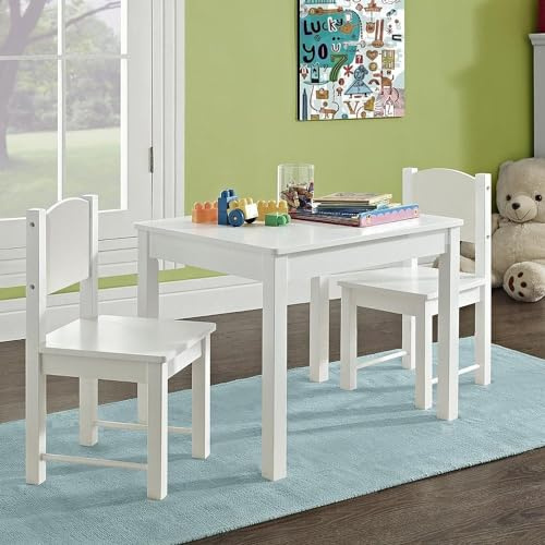 HYGRAD BUILT TO SURVIVE Kids Wooden Table And Chair Set Nursery Indoor Study Table & Chair Drawing Childrens Room Furniture Chairs & Table Unisex Gift (White)