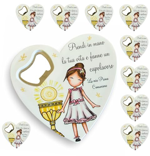 Regalami.shop set 10 bomboniere Comunione Bimba apribottiglia + 10 bigliettini (2)