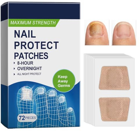 Toenail Fungus Treatment Extra Strength, 72Pcs Fungal Nail Patches, Overnight Nail Repair Patches, Multi-Purpose Antifungal Treatment Pads for Restoring Damaged Nails