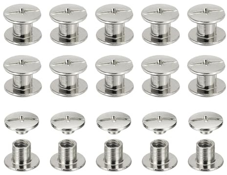 PATIKIL Chicago Screws, 60set M5 x 6mm Carbon Steel Phillips Head Screw Rivets Binding Screws Post Nail Rivet for Leather Belt Bag Backpack Craft Bookbinding, Silver Tone