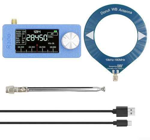 Bärbar radio SI4732, fickradiomottagare 0,5-108 MHz fullt bandsändning LSB USB AM FM miniradiomottagare med ögla antenn (B)