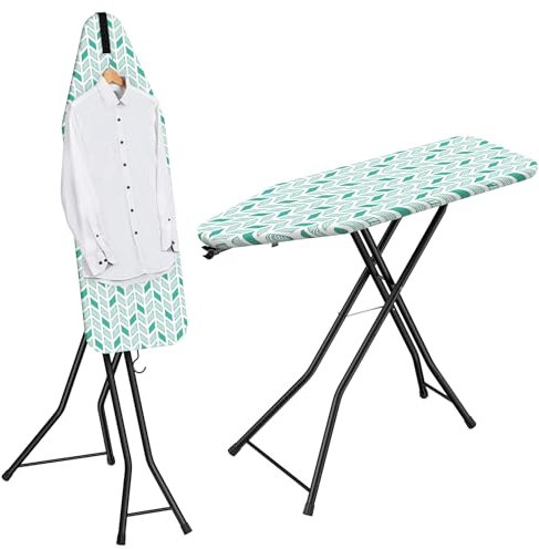 LyriFine Asse da Stiro, 2 in 1 Tavola da Stiro per Stiratura e Vaporizzazione, Struttura in Acciaio Robusta, Rivestimento Termoresistente, Piedini Antiscivolo, Pieghevole Salvaspazio, Verde