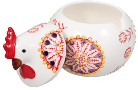 VERDANVERSE Pot À ÉPices En CéRamique Forme De Poule Avec Couvercle Pour Rangement D'Assaisonnement BoîTe À Biscuits DéCorative Pour Cuisine Snacks Et FêTes De PâQues 5.31X4.33X4.33In