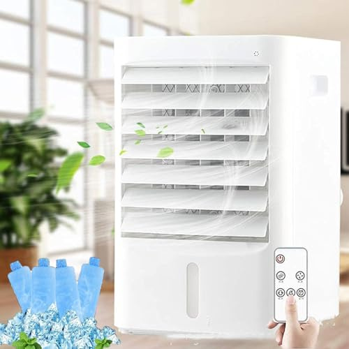 Portable Car Air Cooler with Remote, Mini Air Conditioner, Air Cooling Fan for Bedroom Office, Air Swamp Cooler with 4L Water Tank for Campers, RV,12V/220V