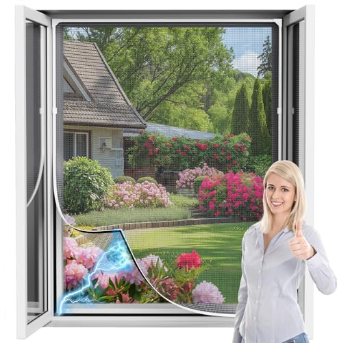Magnetfliegengitter für Fenster, 120 x 140 cm Selbstklebendes Insektenschutz Dachfenster magnetisch Mückennetz Fenster
