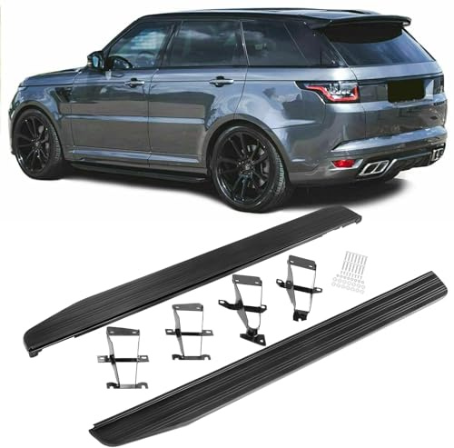 Side Steps Running Boards, For Range Rover Sport L494 & Vogue L405 2013-2021, 2 Piece Kit, Left and Right, Aluminium, Black and Silver, Rectangular, Fixed, With Fitting Kit/Step Board Accessories
