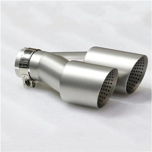 Car Tailpipe Exhaust Tip Exhaust Dual Exhaust Tips Car Universal Matte Stainless Double Exhaust Pipes Tailpipe Decoration Frame Cover Trims(Left 63-101mm)