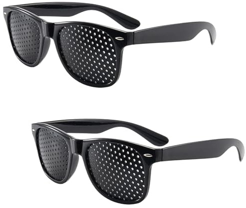 TARGONIX Pinhole Glasses 2 Pack Black Vision Correction Eyewear Lunisk Pin Hole Glasses for Reading Computer Work and Eye Relaxation