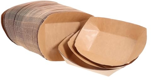VALICLUD 125pièces Plateaux De Service Papier Kraft Bateaux à Nourriture Assiettes à Apéritif Jetables