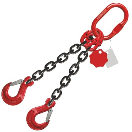 2-Strang 6mm Kettengehänge Anschlagkette Krankette EN 818-4 schwarz GK8 hochfest und geprüft Tragfähigkeit:1,6t Beschlagteile nach EN 1677-2 (0,3m mit Verkürzungshaken)
