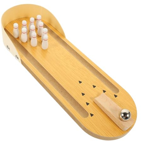 HONITANO Mini Juego De Bolos De Madera Juego De Actividades para Adultos y Niños Tamaño Pequeño para Escritorio Juguete Educativo Interactivo Familiar De Asistencia y Entretenimiento