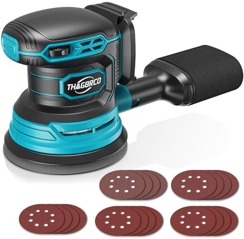 Cordless Orbital Sander Compatible For Makita 18V, Electric Orbit Sander with Brushless 12000 RPM 6 Variable discs Speed Sander Machine With Dust Collector for Woodworking Sanding (No Battery)