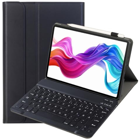 leleyo Funda con teclado para Samsung Galaxy Tab A de 10,1 (T510/T515), color negro | cubierta con teclado QWERTZ diseño magnético desmontable inalámbrico soporte