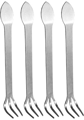 FONDOTIN Set 4 Mini Rastrelli da Giardino in Acciaio Inossidabile, Rastrello Manuale Doppia Testa per Allentare e Pressare Terreno, Utensile Compatto per Bonsai, Diserbo e Spazi Ristretti