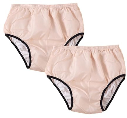 2st blöjöverdrag for vuxna Plastbyxor Tvättbara, Plastblöjöverdrag Vattentäta plastbyxor Läckagesäkra inkontinensunderkläder(Pink+Pink,X-Large)