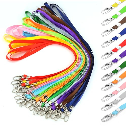 33 piezas de tiras de llaves para colgar,11 colores de lanyard llavero,45 cm lanyards de nylon con cinta de llaves de carabiner,Llavero largo con cierre giratorio,Para tarjeta