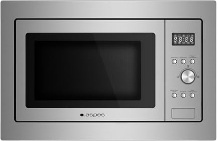 Aspes Microondas 20 Litros Grill Integrable, Inox AMWI2701DGX. 700W, 8 Programas, Control Electrónico, Modo Descongelación, Cavidad Inox, Fácil Limpieza, Temporizador 95min.