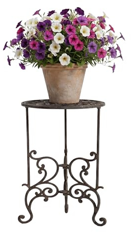 Relaxdays Pflanzenständer, Vintage, Blumenstand Gusseisen, HxD: 49,5x27,5 cm, Pflanzenpodest Indoor & Outdoor, braun | HxD: 49,5x27,5 cm, Pflanzenpodest indoor & outdoor