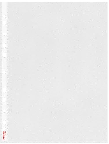 Esselte Prospekthüllen Standard Plus A4, 100 Stück durchsichtige, gestanzte Taschen, 30% Pre-Consumer-Recycling-Kunststoff, 100% recycelbar, Kunststofftaschen mit Öffnung von oben, 85 Mikron, 23763