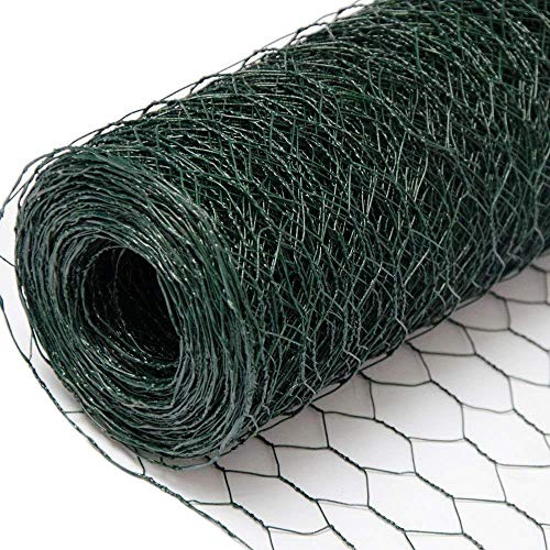 Niederberg Metall 25m x 1m Maschendrahtzaun Grün - 25x25 PVC Drahtgitter Zaun - Hasendraht Verzinkt