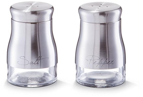 Zeller 19893 Edelstahl/Glas Salz- und Pfefferstreuer-Set 2-teilig, Ø 6 cm x 9.5 cm, Gewürz-Spender Salz-Streuer Pfeffer-Streuer …