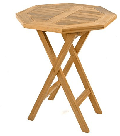 Divero klappbarer Gartentisch Nizza aus Teak Holz, behandelt – wetterfest – Ø 60 cm – Farbe: Natur-Braun