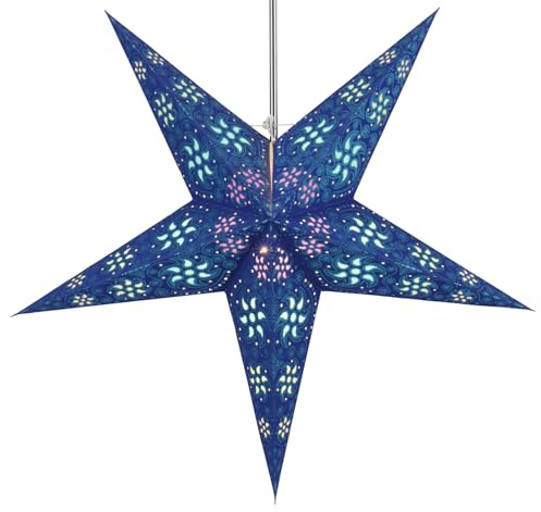 Guru Shop Vikbar adventsbelysning/pappersstjärna/julstjärna, 60 cm – Anubis-blå, stjärna, fönsterdekoration