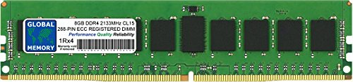 GLOBAL MEMORY 8GB DDR4 2133MHz PC4-17000 288-PIN ECC REGISTRADO DIMM (RDIMM) Memoria RAM para SERVIDORES/Estaciones DE Trabajo/Placas Base (1 Rank CHIPKILL)