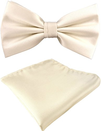TigerTie Satin Fliege + Einstecktuch Uni einfarbig + Geschenkbox