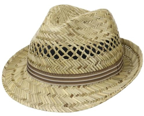 Lipodo Striped Ribbon Trilby Strohhut Made in Italy Unisex Frühling Sommer