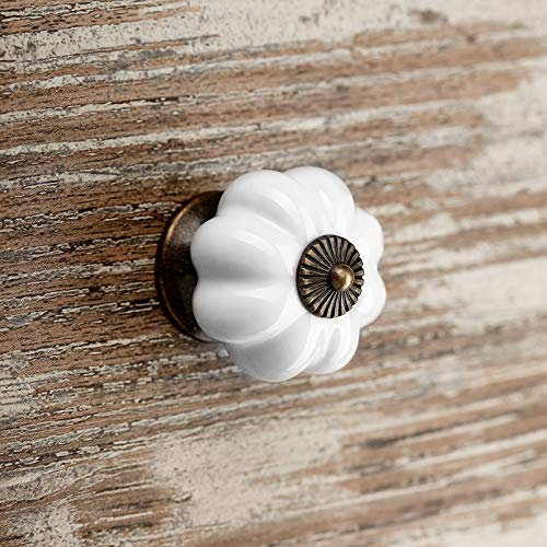 10 x Möbelknopf ANNA Ø 39 mm weiß mit brüniertem Sockel Knaufgriff Schrankknopf Porzellanknopf von SO-TECH®