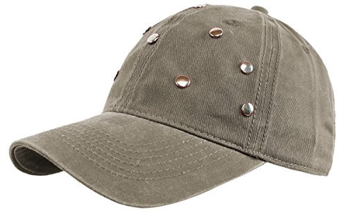 dy_mode Damen Basecap Baseball Cap Mütze Kappe mit Glitzer Nieten - K002-K011 (K011-ErdGrün)
