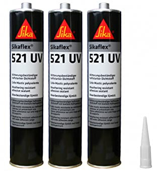 Colle mastic hybride SIKA Sikaflex 521 UV - Noir - 300ml - Lot de 3