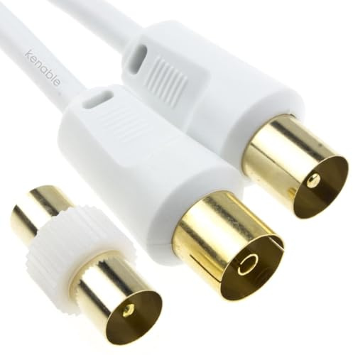 kenable RF Coaxial Extension Cable Male to Female TV Aerial Lead with Coupler White 5m