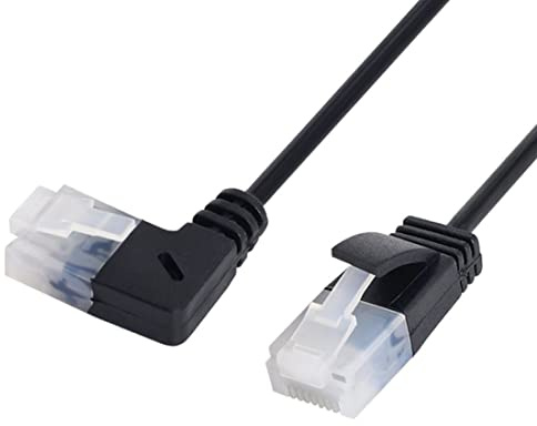 chenyang Cat6 Ethernet-Kabel,90 Grad nach links gewinkelt RJ45 UTP Netzwerk Verlängerungskabel Patchkabel Cat6a Lan Kabel für Laptop Router TV BOX 1.0M