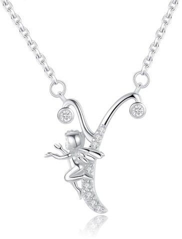 VIKI LYNN Collier Initiale pour Femme en Argent Sterling 925 Alphabets Lettre Y et Collier Ange