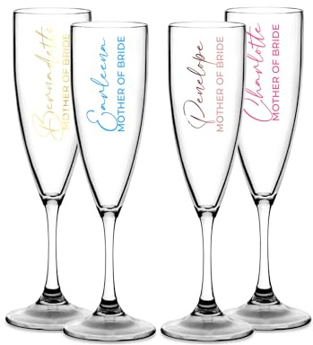 Print Maniacs Personalised Champagne Premium Flute Glass Bride Groom Mr Mrs Wedding Maid Honour Any Name Wine Cocktail Prosecco Gift (Clear, Mother of Bride)