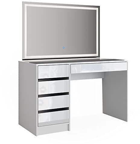 Vicco Schminktisch Weiß Sherry 120x75x55 cm - Frisiertisch, 5 Schubladen für unterschiedliche Aufbewahrungsbedürfnisse