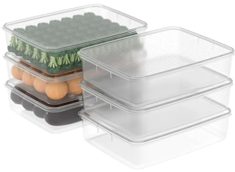 Cetomo 5L*6 Gefrierbehälter, Frischhaltedose, Vorratsdosen mit Deckel, Behälter Gefrierschrank fur Kühlschrank, Gefriergeeignet, Mikrowellengeeignet, BPA-freier Kunststoff, Klar, 5L-6er Set