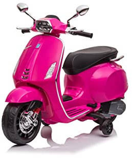 FINOOS Vespa Sprint Kinderroller Elektromotorrad Kindermotorrad Elektrofahrzeug 2 bis 5 Jahre 5km/h LED-Licht Sound (Rosa)