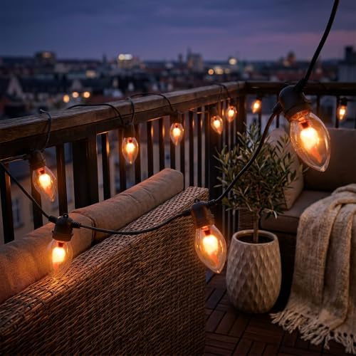 Spetebo Lichterkette mit Flammeneffekt - 270 cm - Garten Beleuchtung mit 10 Glühbirnen - Deko Flammen Effekt Licht Außen Innen Flame Lights