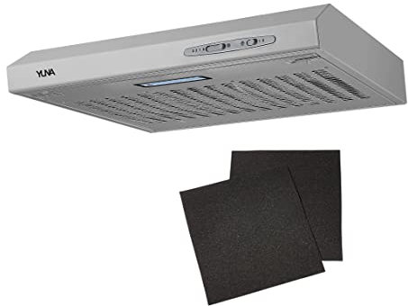 YUNA Dunstabzugshaube Milena KUBH 60210 | inklusive Fett- und Kohlefilter | Unterbauhaube | Abluft- oder Umluftbetrieb | Luftstrom 210m³/h | Kostensparende LED-Leuchte