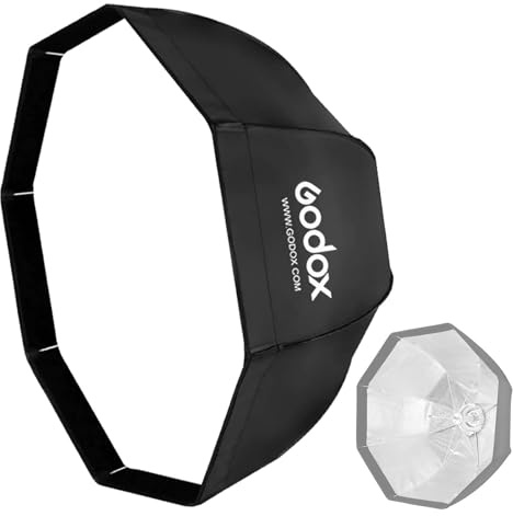 Godox SB-UE 37/95cm Octagon Softbox Kit, Octa Faltbarer Regenschirm Softbox, Tragbare Octabox mit Bowens-Mount Speedring und Tragetasche für Studio Flash Monolight, Portrait und Produktfotografie