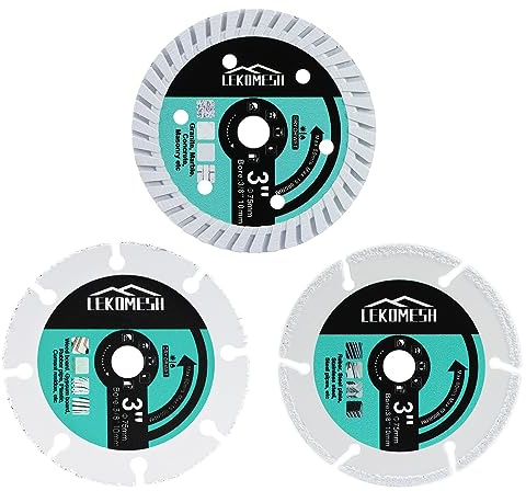Disco Taglio Diamantato - 3pcs 75 x 10mm Carburo Legno/Calcestruzzo/Metallo Dischi Diamantati per Taglio Legno, Granito, Marmo, Calcestruzzo, Tondino, Lamiera D'acciaio,LEKOMESH
